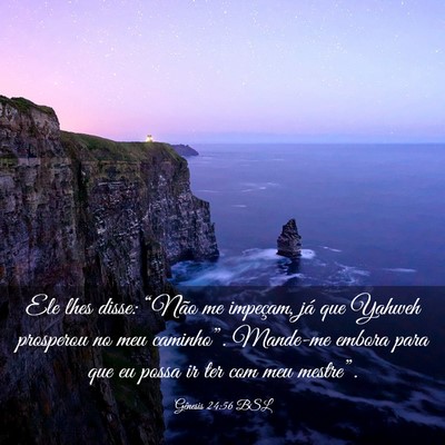 Picture 03 - Gênesis 24:56 BSL - Ele lhes disse: “Não me impeçam, já que - Bible Verse Picture