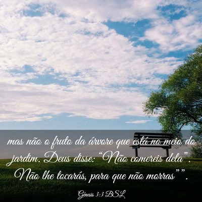 Picture 03 - Gênesis 3:3 BSL - mas não o fruto da árvore que está no meio do - Bible Verse Picture