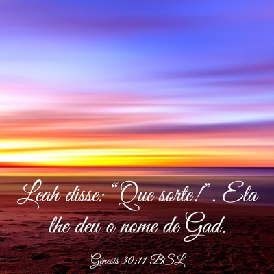 Picture 03 - Gênesis 30:11 BSL - Leah disse: “Que sorte!”. Ela lhe deu o nome - Bible Verse Picture