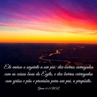 Picture 03 - Gênesis 45:23 BSL - Ele enviou o seguinte a seu pai: dez burros - Bible Verse Picture