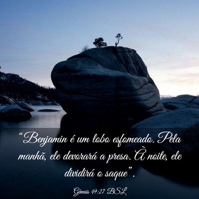 Picture 03 - Gênesis 49:27 BSL - “Benjamin é um lobo esfomeado. Pela manhã, - Bible Verse Picture