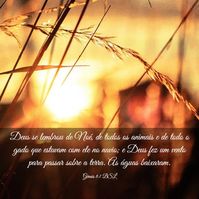 Picture 03 - Gênesis 8:1 BSL - Deus se lembrou de Noé, de todos os animais e de - Bible Verse Picture