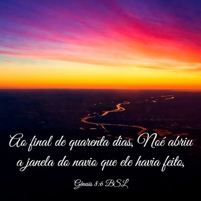 Picture 03 - Gênesis 8:6 BSL - Ao final de quarenta dias, Noé abriu a janela do - Bible Verse Picture