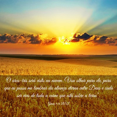 Picture 03 - Gênesis 9:16 BSL - O arco-íris será visto na nuvem. Vou olhar para - Bible Verse Picture