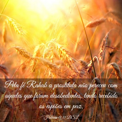 Picture 03 - Hebreus 11:31 BSL - Pela fé Rahab a prostituta não pereceu com - Bible Verse Picture
