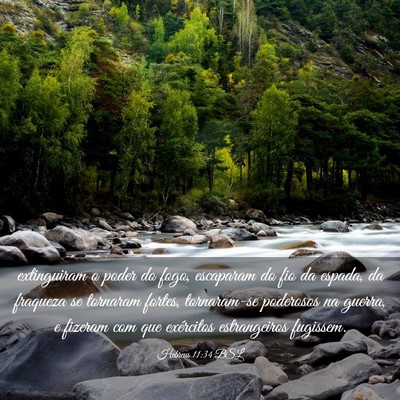 Picture 03 - Hebreus 11:34 BSL - extinguiram o poder do fogo, escaparam do fio da - Bible Verse Picture