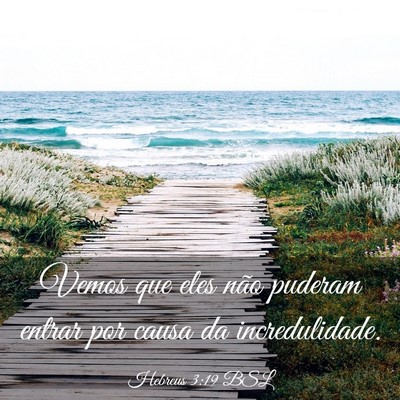 Picture 03 - Hebreus 3:19 BSL - Vemos que eles não puderam entrar por causa da - Bible Verse Picture