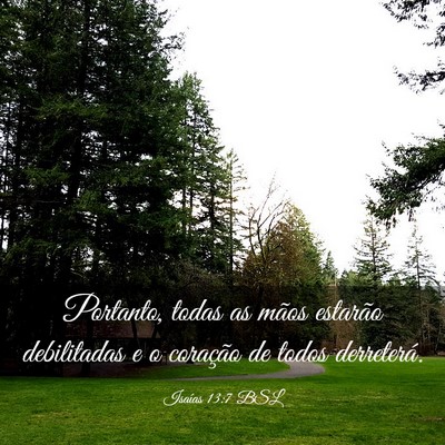 Picture 03 - Isaías 13:7 BSL - Portanto, todas as mãos estarão debilitadas e o - Bible Verse Picture