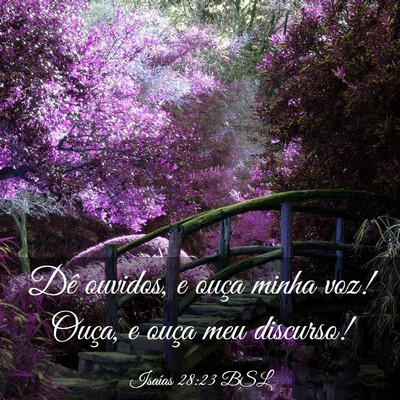 Picture 03 - Isaías 28:23 BSL - Dê ouvidos, e ouça minha voz! Ouça, e ouça - Bible Verse Picture