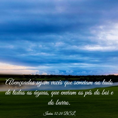 Picture 03 - Isaías 32:20 BSL - Abençoados sejam vocês que semeiam ao lado de - Bible Verse Picture