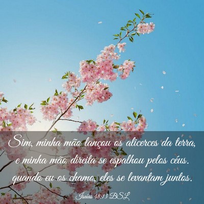 Picture 03 - Isaías 48:13 BSL - Sim, minha mão lançou os alicerces da terra, e - Bible Verse Picture