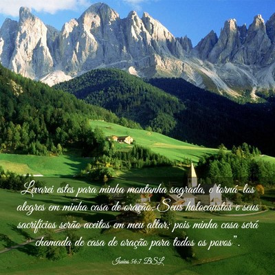 Picture 03 - Isaías 56:7 BSL - Levarei estes para minha montanha sagrada, e - Bible Verse Picture