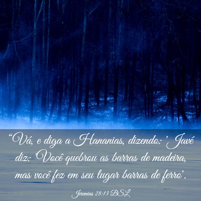 Picture 03 - Jeremias 28:13 BSL - “Vá, e diga a Hananias, dizendo: 'Javé diz: - Bible Verse Picture
