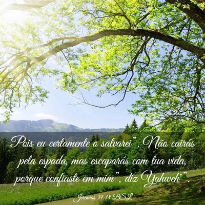 Picture 03 - Jeremias 39:18 BSL - Pois eu certamente o salvarei”. Não cairás - Bible Verse Picture