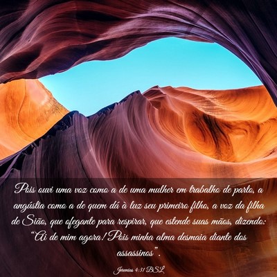 Picture 03 - Jeremias 4:31 BSL - Pois ouvi uma voz como a de uma mulher em - Bible Verse Picture