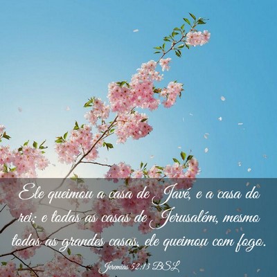 Picture 03 - Jeremias 52:13 BSL - Ele queimou a casa de Javé, e a casa do rei; e - Bible Verse Picture