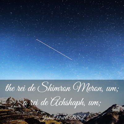 Picture 03 - Joshua 12:20 BSL - the rei de Shimron Meron, um; o rei de Achshaph, - Bible Verse Picture