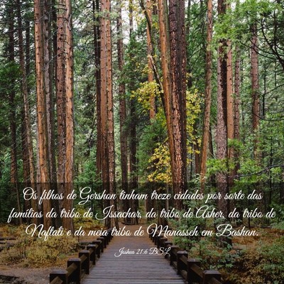 Picture 03 - Joshua 21:6 BSL - Os filhos de Gershon tinham treze cidades por - Bible Verse Picture