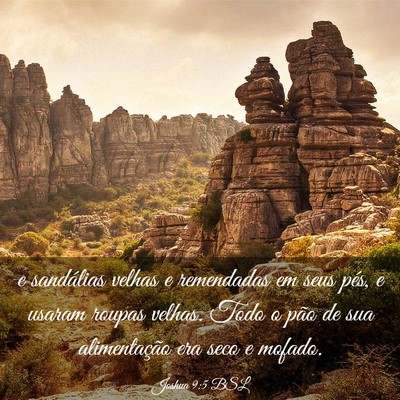 Picture 03 - Joshua 9:5 BSL - e sandálias velhas e remendadas em seus pés, e - Bible Verse Picture