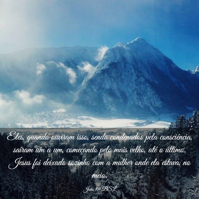 Picture 03 - João 8:9 BSL - Eles, quando ouviram isso, sendo condenados pela - Bible Verse Picture