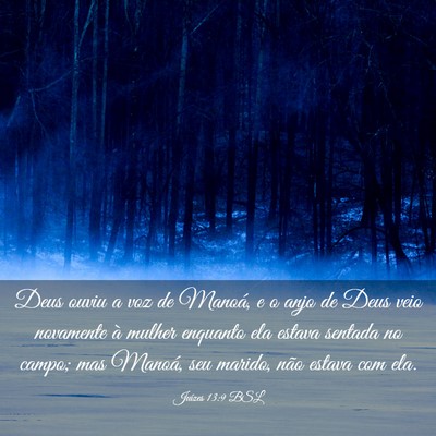 Picture 03 - Juízes 13:9 BSL - Deus ouviu a voz de Manoá, e o anjo de Deus veio - Bible Verse Picture