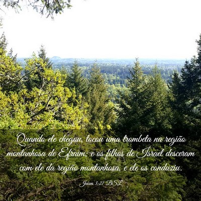 Picture 03 - Juízes 3:27 BSL - Quando ele chegou, tocou uma trombeta na região - Bible Verse Picture