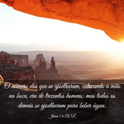 Picture 03 - Juízes 7:6 BSL - O número dos que se ajoelharam, colocando a mão - Bible Verse Picture