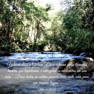Picture 03 - Juízes 7:7 BSL - Yahweh disse a Gideon, “Eu o salvarei pelos - Bible Verse Picture