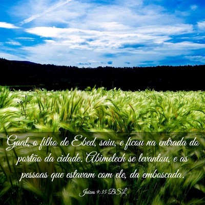 Picture 03 - Juízes 9:35 BSL - Gaal, o filho de Ebed, saiu, e ficou na entrada - Bible Verse Picture