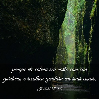 Picture 03 - Jó 15:27 BSL - porque ele cobriu seu rosto com sua gordura, e - Bible Verse Picture
