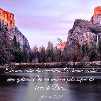 Picture 03 - Jó 15:30 BSL - Ele não sairá da escuridão. A chama secará - Bible Verse Picture