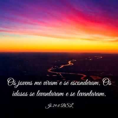 Picture 03 - Jó 29:8 BSL - Os jovens me viram e se esconderam. Os idosos se - Bible Verse Picture