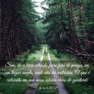 Picture 03 - Jó 36:16 BSL - Sim, ele o teria atraído para fora de perigo, em - Bible Verse Picture
