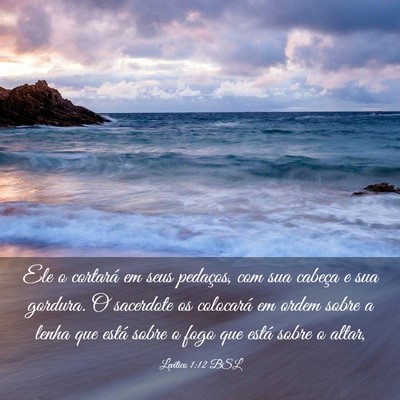 Picture 03 - Levítico 1:12 BSL - Ele o cortará em seus pedaços, com sua cabeça - Bible Verse Picture