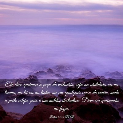 Picture 03 - Levítico 13:52 BSL - Ele deve queimar a peça de vestuário, seja na - Bible Verse Picture