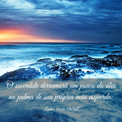 Picture 03 - Levítico 14:26 BSL - O sacerdote derramará um pouco do óleo na palma - Bible Verse Picture