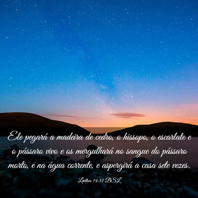 Picture 03 - Levítico 14:51 BSL - Ele pegará a madeira de cedro, o hissopo, o - Bible Verse Picture