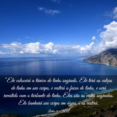 Picture 03 - Levítico 16:4 BSL - “Ele colocará a túnica de linho sagrado. Ele - Bible Verse Picture
