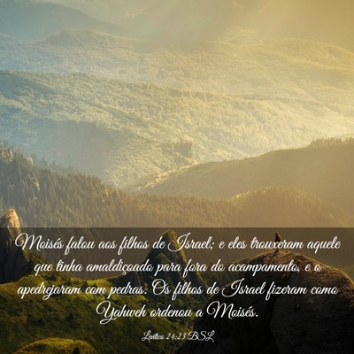Picture 03 - Levítico 24:23 BSL - Moisés falou aos filhos de Israel; e eles - Bible Verse Picture