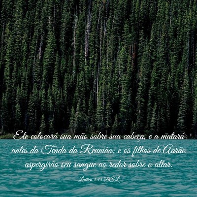 Picture 03 - Levítico 3:13 BSL - Ele colocará sua mão sobre sua cabeça, e a - Bible Verse Picture