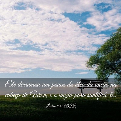 Picture 03 - Levítico 8:12 BSL - Ele derramou um pouco do óleo da unção na - Bible Verse Picture