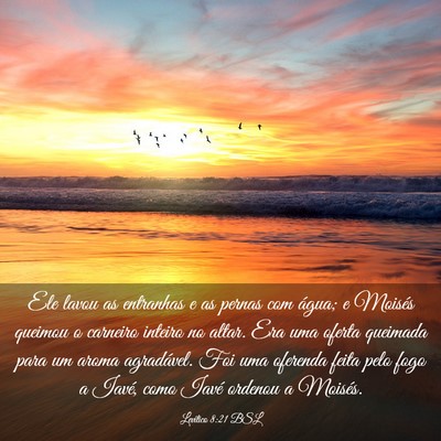 Picture 03 - Levítico 8:21 BSL - Ele lavou as entranhas e as pernas com água; e - Bible Verse Picture