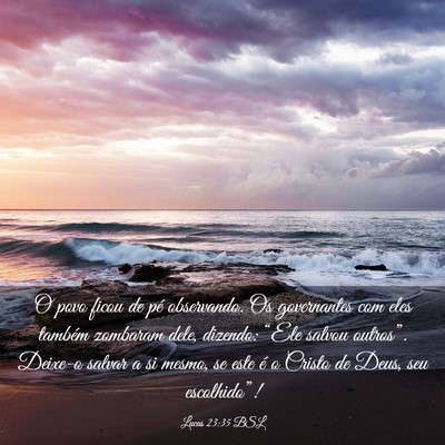 Picture 03 - Lucas 23:35 BSL - O povo ficou de pé observando. Os governantes - Bible Verse Picture