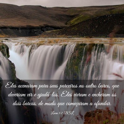 Picture 03 - Lucas 5:7 BSL - Eles acenaram para seus parceiros no outro barco, - Bible Verse Picture