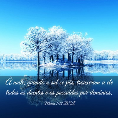 Picture 03 - Marcos 1:32 BSL - À noite, quando o sol se pôs, trouxeram a ele - Bible Verse Picture