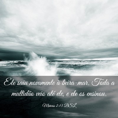 Picture 03 - Marcos 2:13 BSL - Ele saiu novamente à beira-mar. Toda a multidão - Bible Verse Picture
