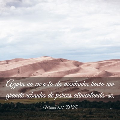 Picture 03 - Marcos 5:11 BSL - Agora na encosta da montanha havia um grande - Bible Verse Picture
