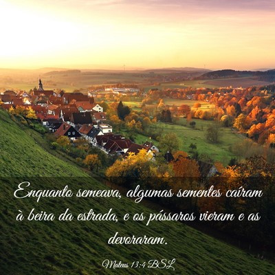 Picture 03 - Mateus 13:4 BSL - Enquanto semeava, algumas sementes caíram à - Bible Verse Picture