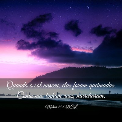 Picture 03 - Mateus 13:6 BSL - Quando o sol nasceu, elas foram queimadas. Como - Bible Verse Picture