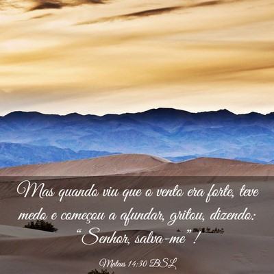 Picture 03 - Mateus 14:30 BSL - Mas quando viu que o vento era forte, teve medo e - Bible Verse Picture